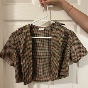 Brandy Melville Plaid Cropped Shirt